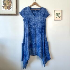 100% Cotton Blue Dye Flowy Beach Boutique Dress